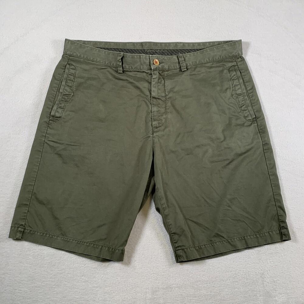Robert Graham Shorts Mens 38 Olive Green Twill Mid Rise 9"‎ Inseam Classic Fit